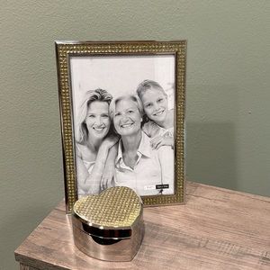 NIB set of Gold “Bling” 5x7 Photo Frame and Heart Trinket Box